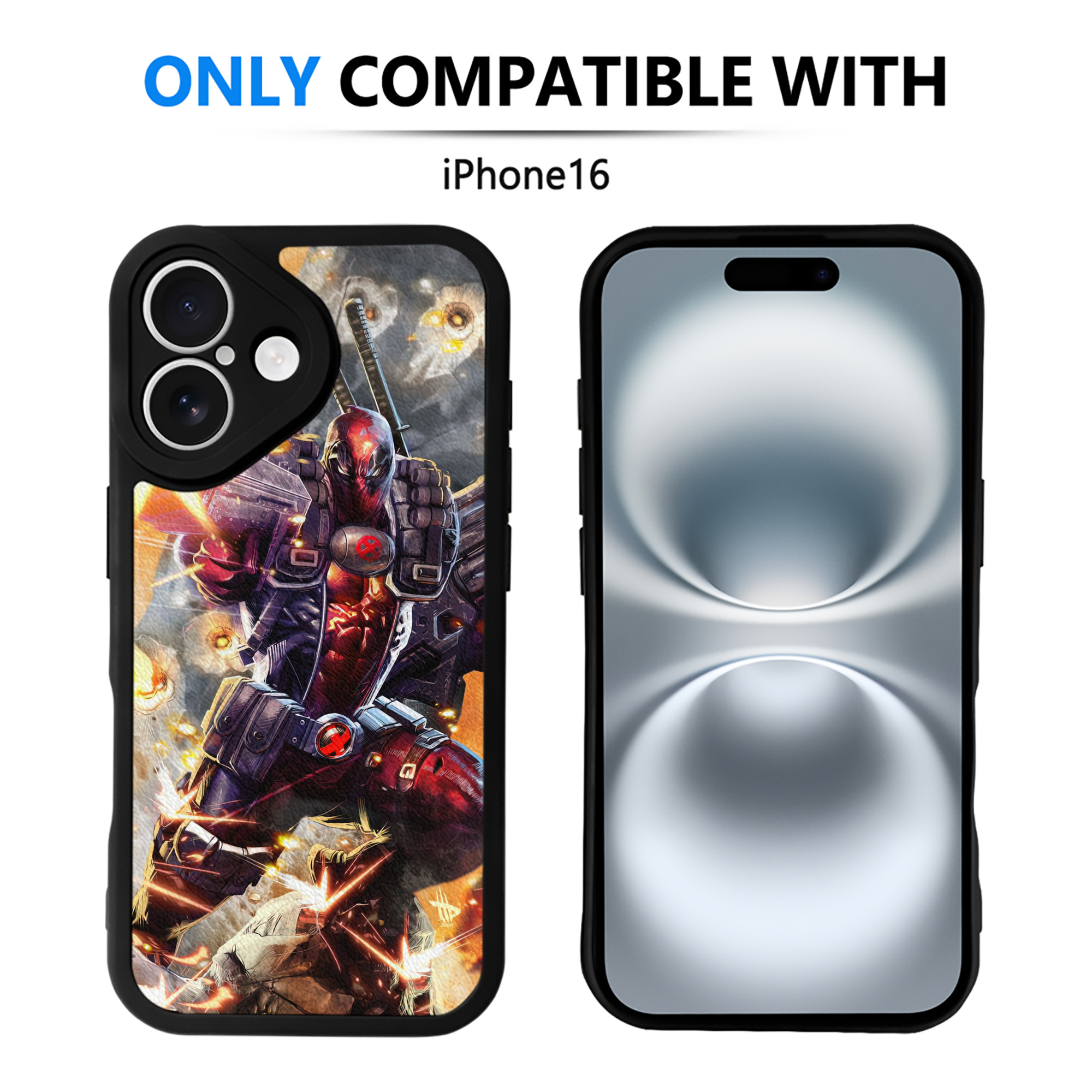 （画像用） Deadpool デッドプール 【iPhone 16シリーズ対応】シリコンスマホケース（レザー調） 材質：シリコン